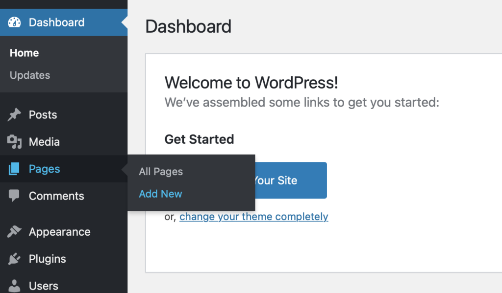 Adding a Page in WordPress